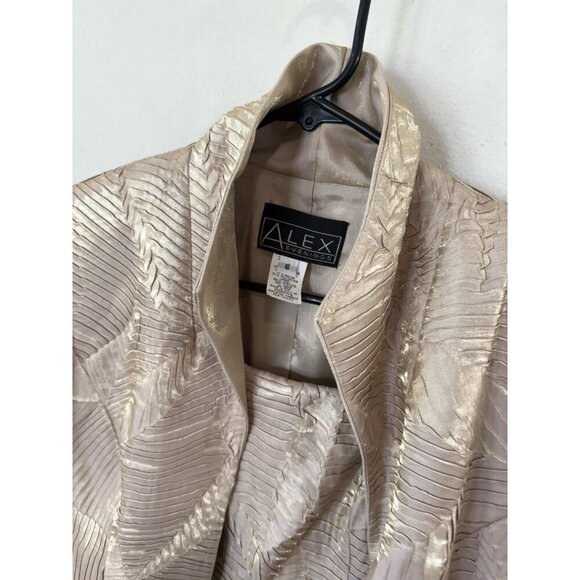 Alex Evenings Champagne Beige Two Piece Jacket Sleeveless Dress Womens 6 Shiny - Picture 5 of 10